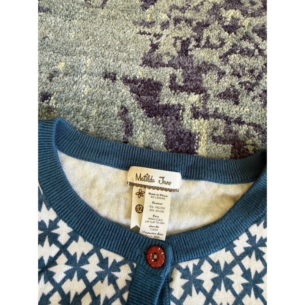 Matilda Jane | Preppy Windy City Geometric Cardigan Knit Soft Lounge- Sz 12 - Picture 3 of 8
